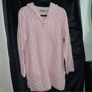 Aran Crafts Light Pink Cable Knit Cardigan